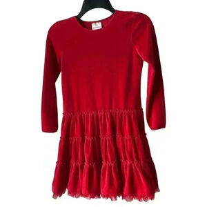 Hanna Andersson Red Velour Tulle Holiday Twirl Dress Size 140 / 10